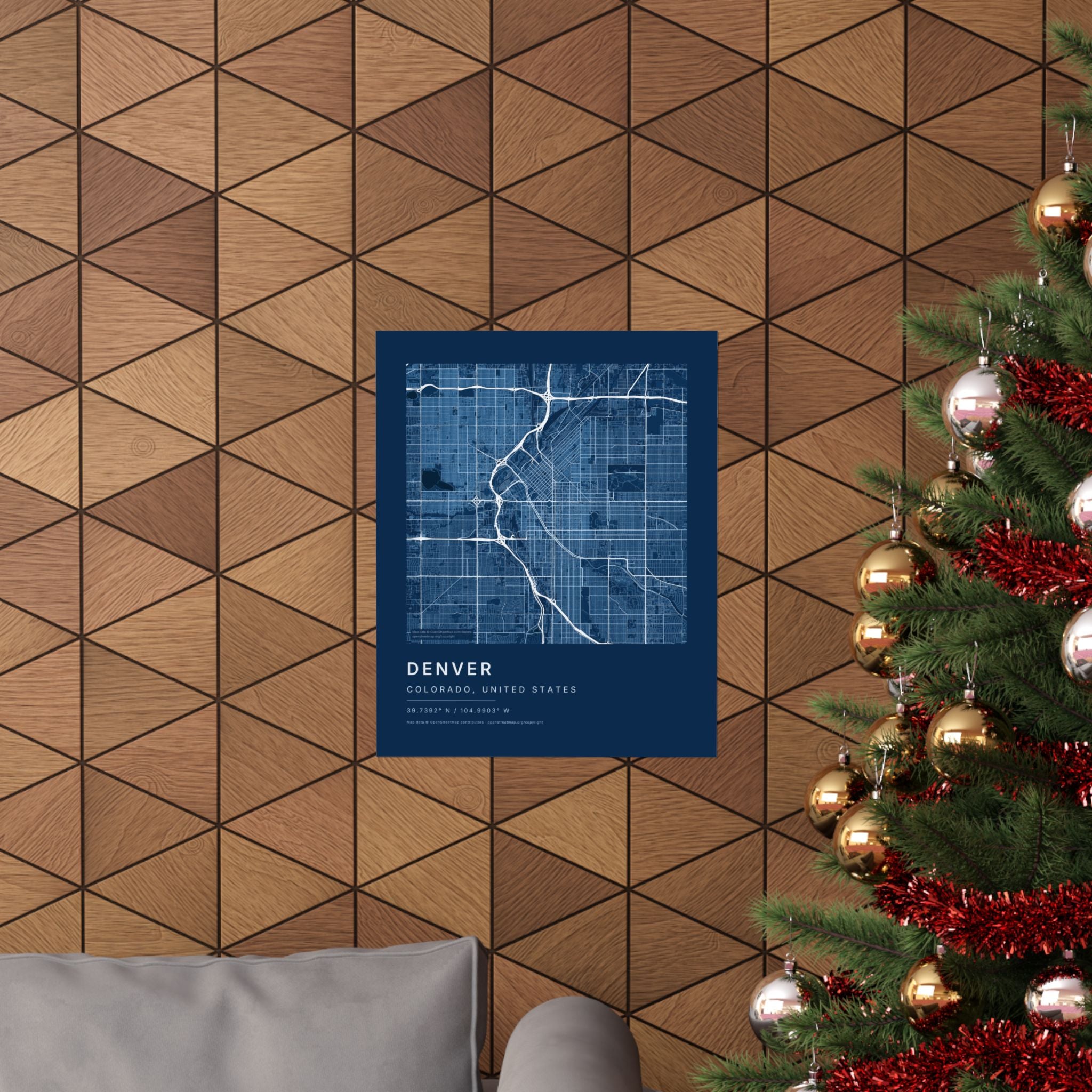 Denver, Colorado City Map Print — Blueprint Navy Street Map Wall Art