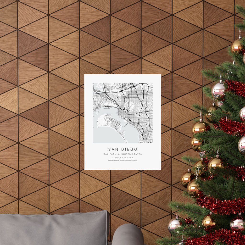 San Diego, California City Map Print — Minimalist Street Map Wall Art