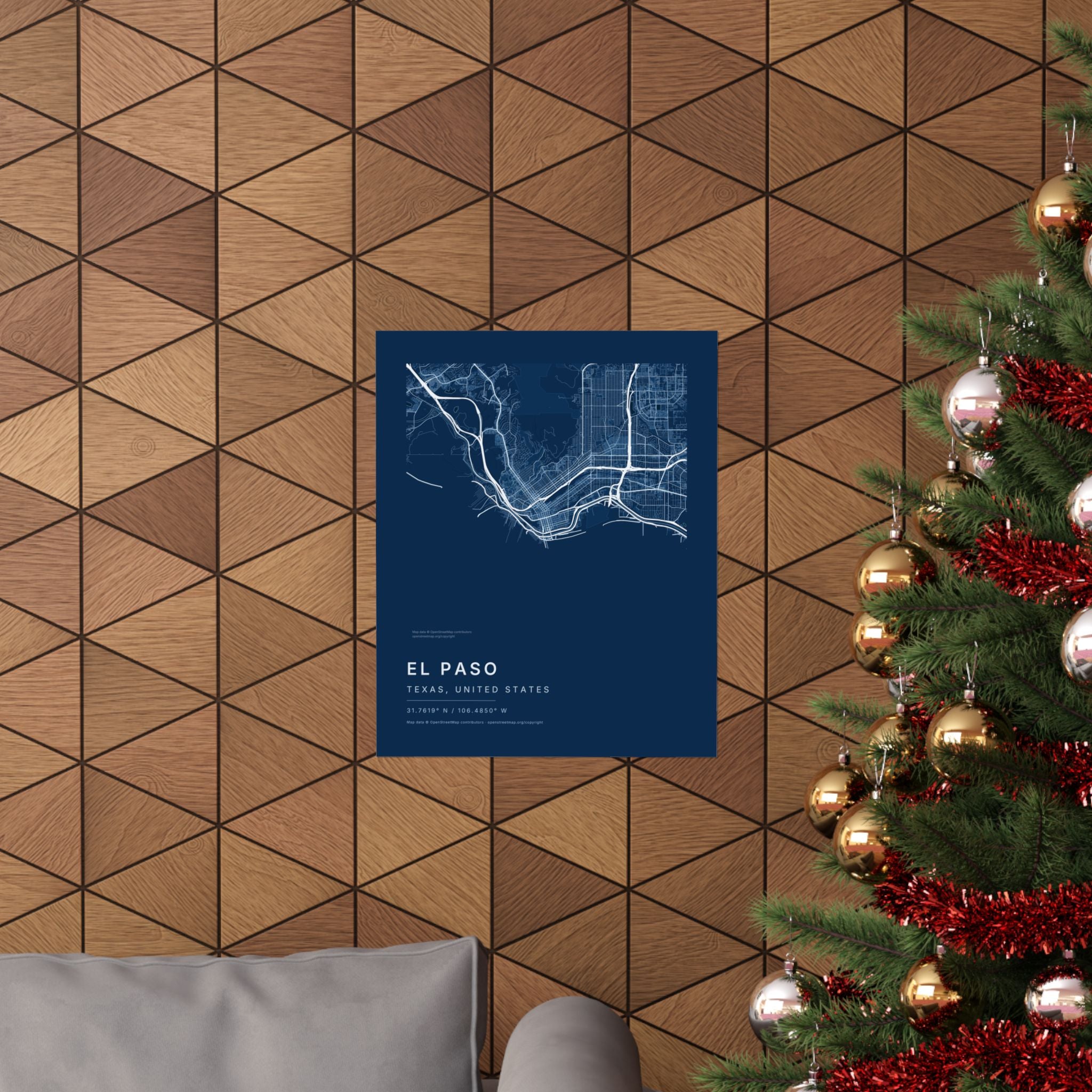 El Paso, Texas City Map Print — Blueprint Navy Street Map Wall Art