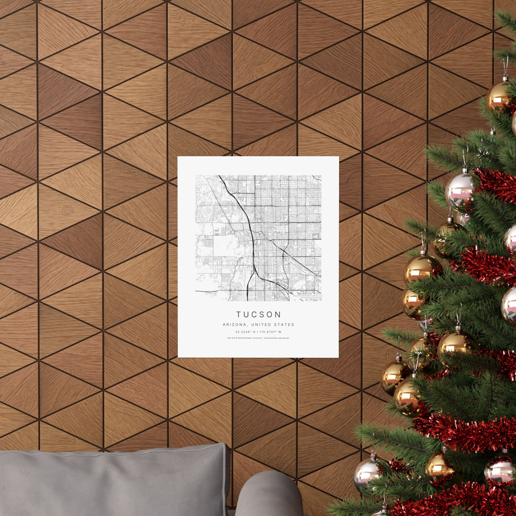 Tucson, Arizona City Map Print — Minimalist Street Map Wall Art