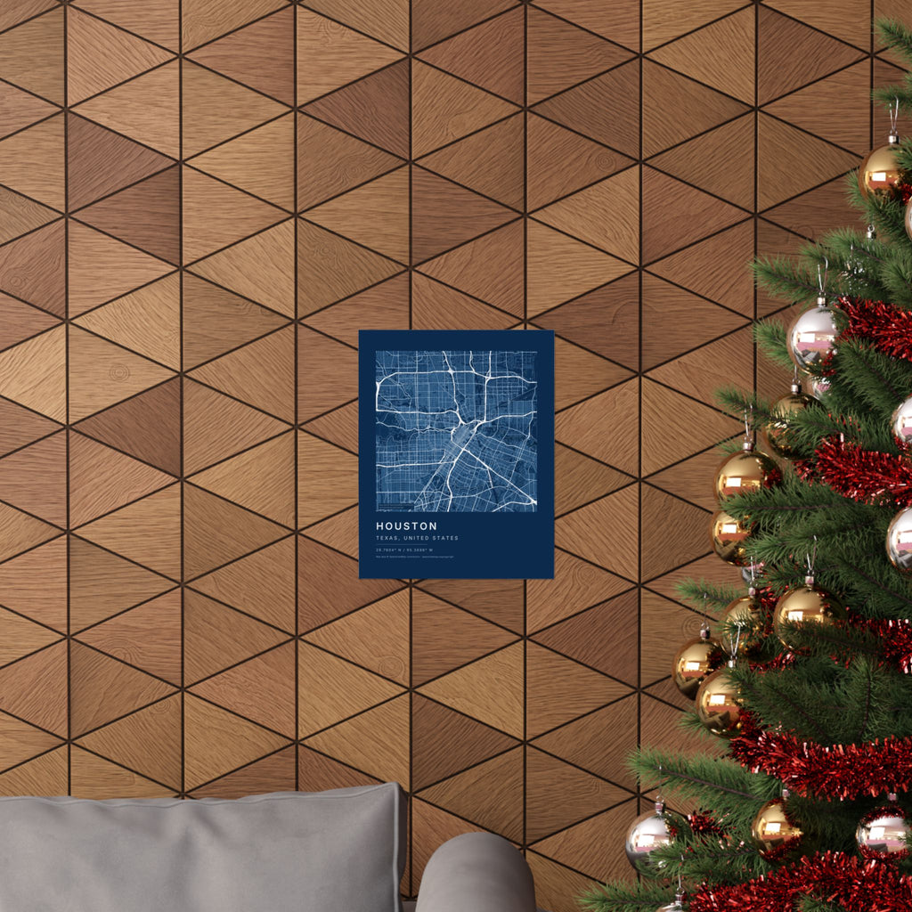 Houston, Texas City Map Print — Blueprint Navy Street Map Wall Art