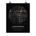 Albuquerque, New Mexico City Map Print — Noir Black Street Map Wall Art