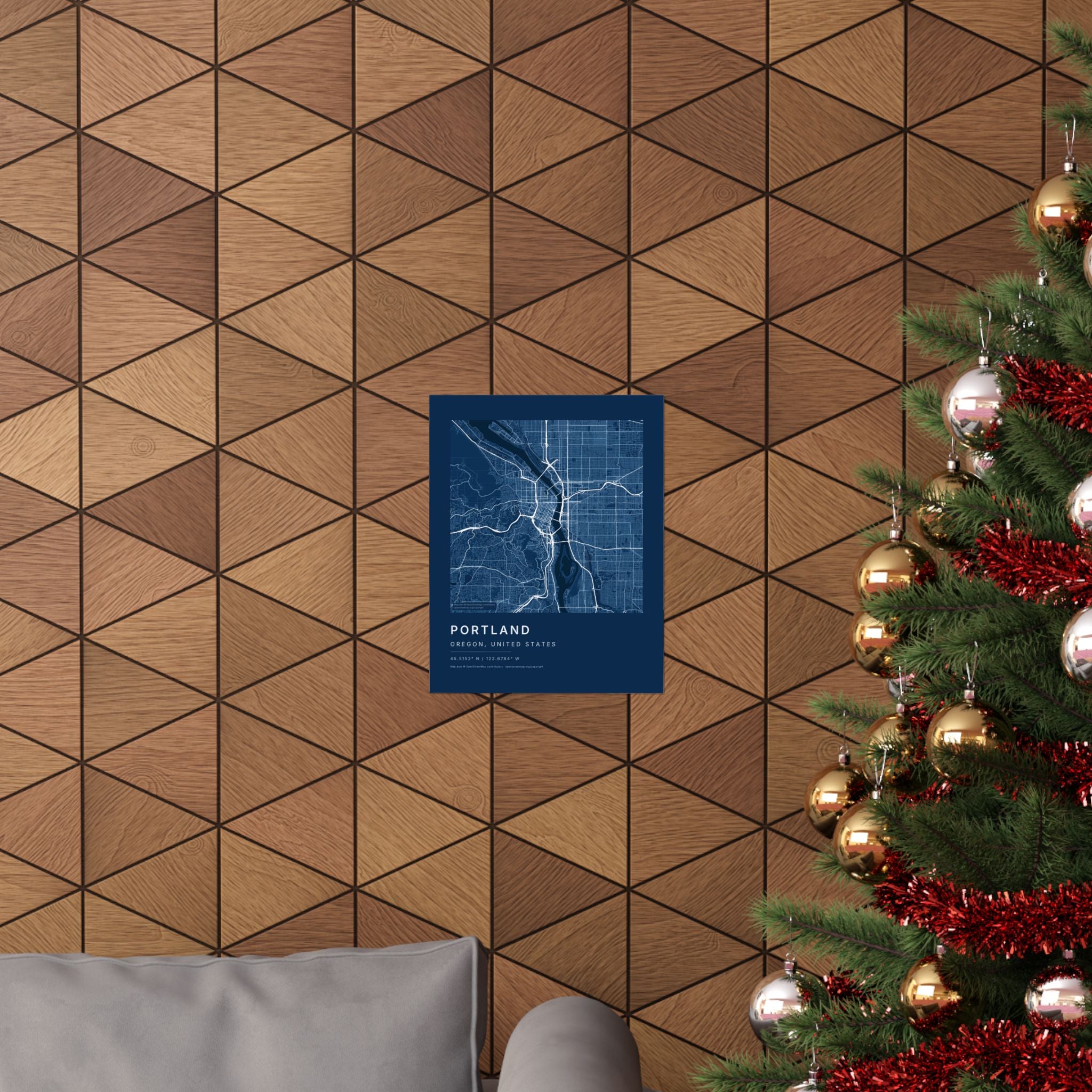 Portland, Oregon City Map Print — Blueprint Navy Street Map Wall Art
