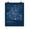 Nashville, Tennessee City Map Print — Blueprint Navy Street Map Wall Art