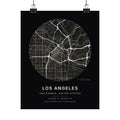 Los Angeles, California City Map Print — Noir Black Street Map Wall Art