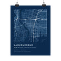 Albuquerque, New Mexico City Map Print — Blueprint Navy Street Map Wall Art