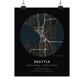 Seattle, Washington City Map Print — Noir Black Street Map Wall Art
