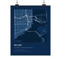 Miami, Florida City Map Print — Blueprint Navy Street Map Wall Art