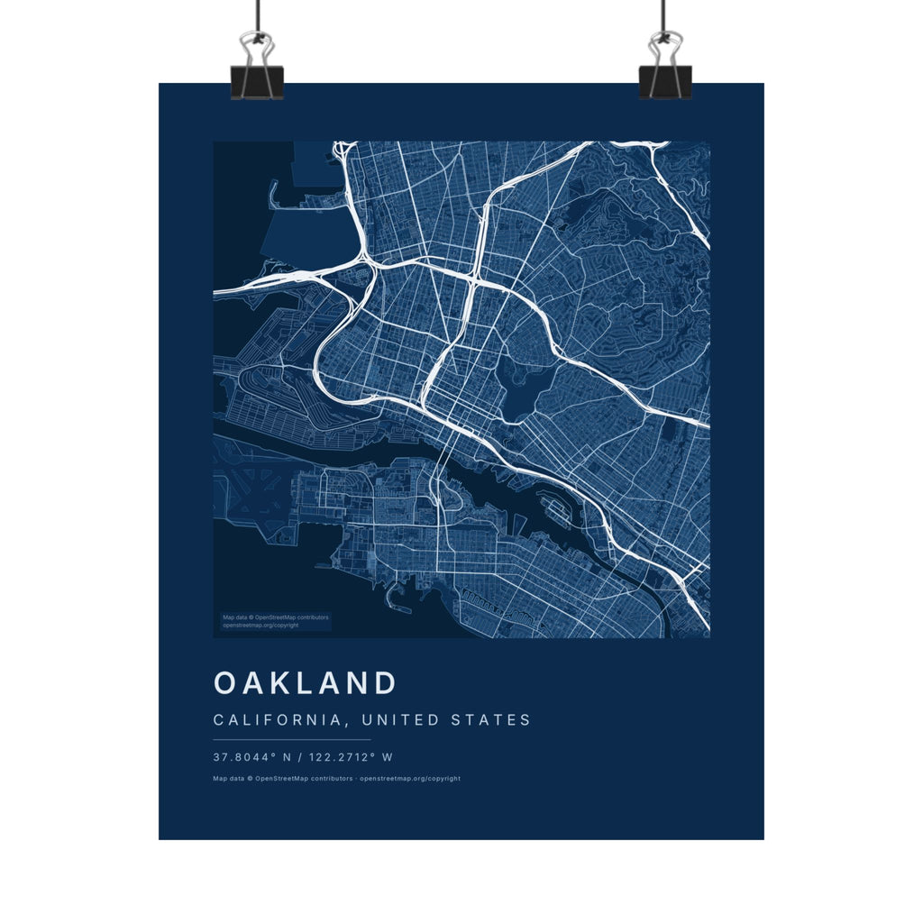 Oakland, California City Map Print — Blueprint Navy Street Map Wall Art