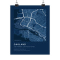 Oakland, California City Map Print — Blueprint Navy Street Map Wall Art