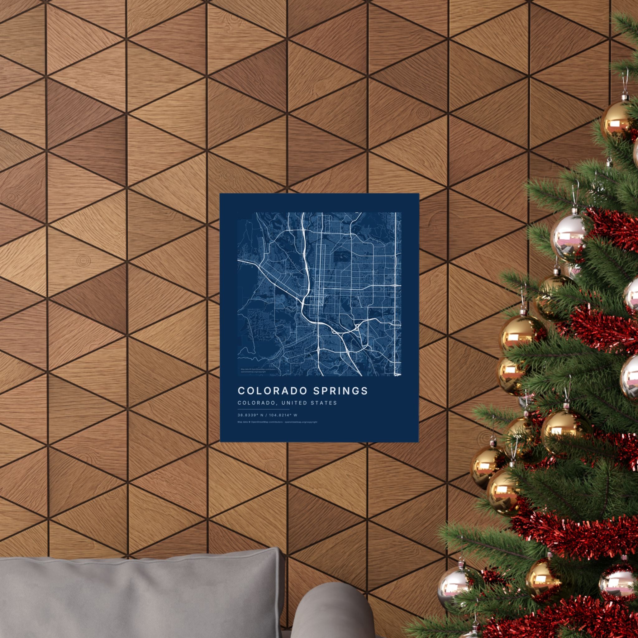 Colorado Springs, Colorado City Map Print — Blueprint Navy Street Map Wall Art