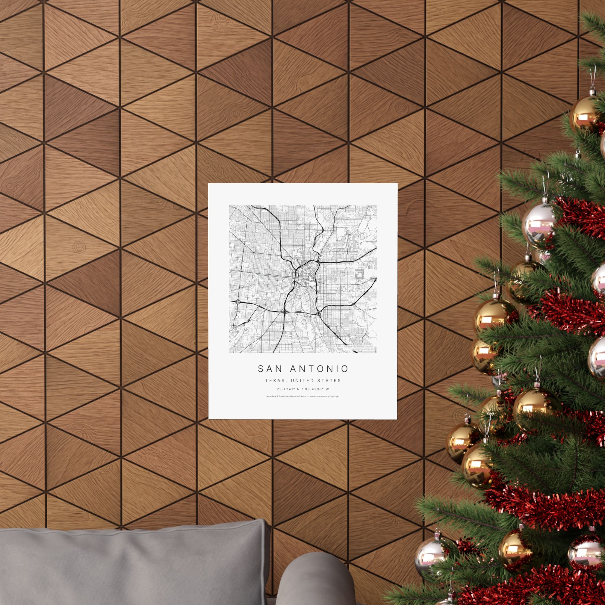 San Antonio, Texas City Map Print — Minimalist Street Map Wall Art