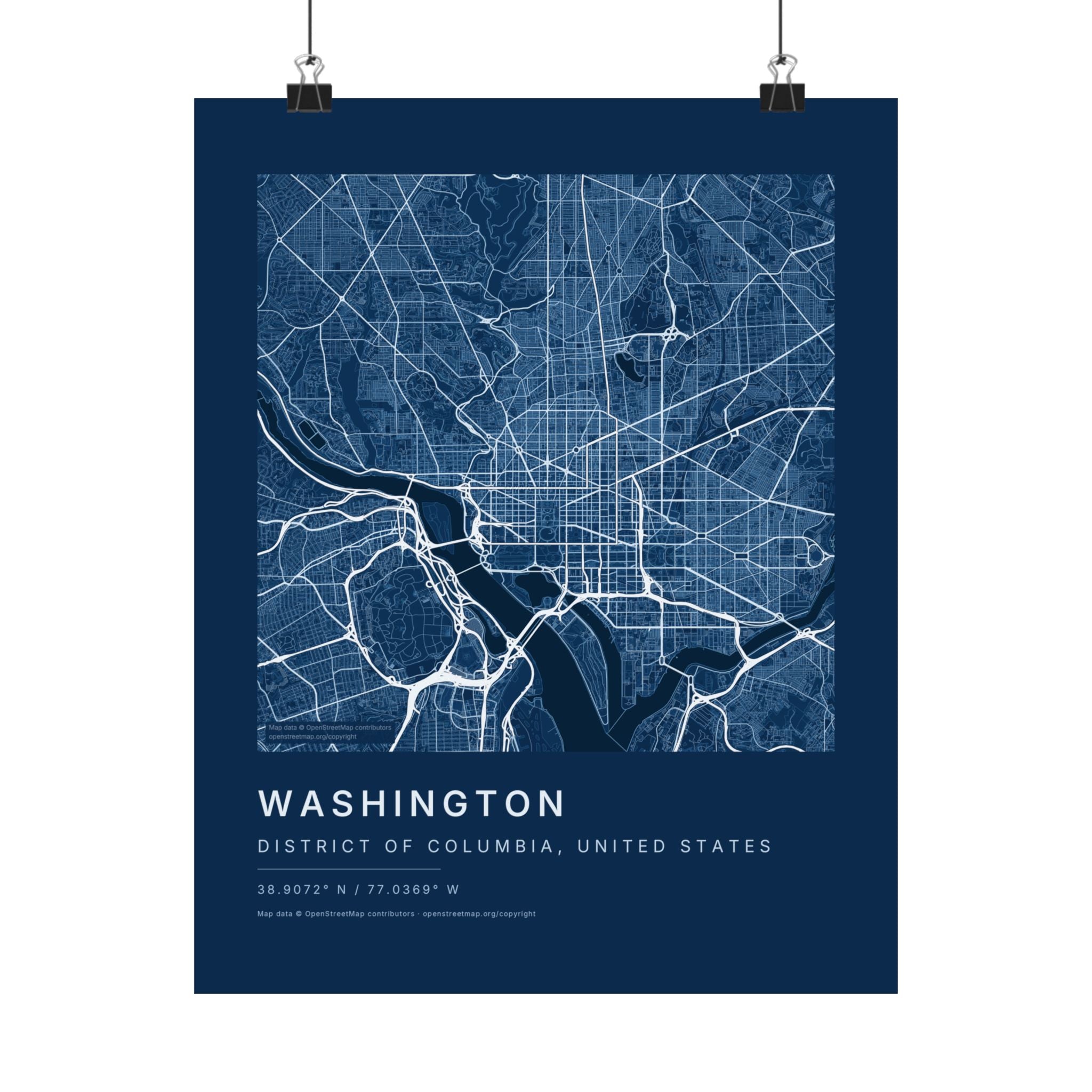 Washington, District of Columbia City Map Print — Blueprint Navy Street Map Wall Art