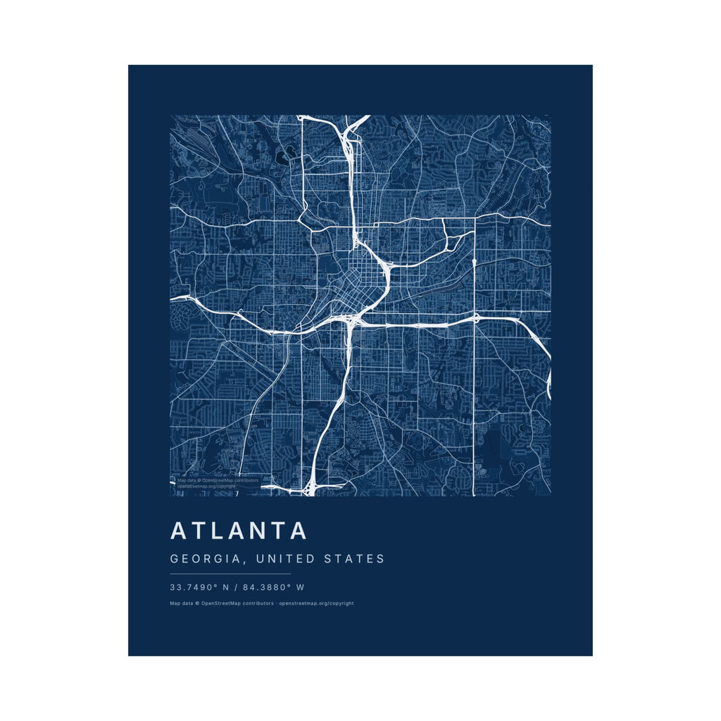 Atlanta, Georgia City Map Print — Blueprint Navy Street Map Wall Art
