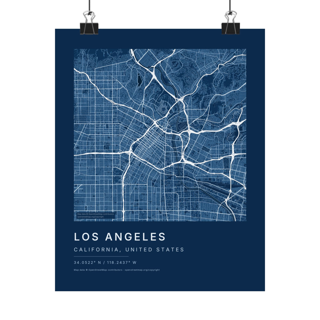 Los Angeles, California City Map Print — Blueprint Navy Street Map Wall Art