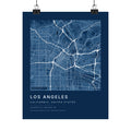 Los Angeles, California City Map Print — Blueprint Navy Street Map Wall Art