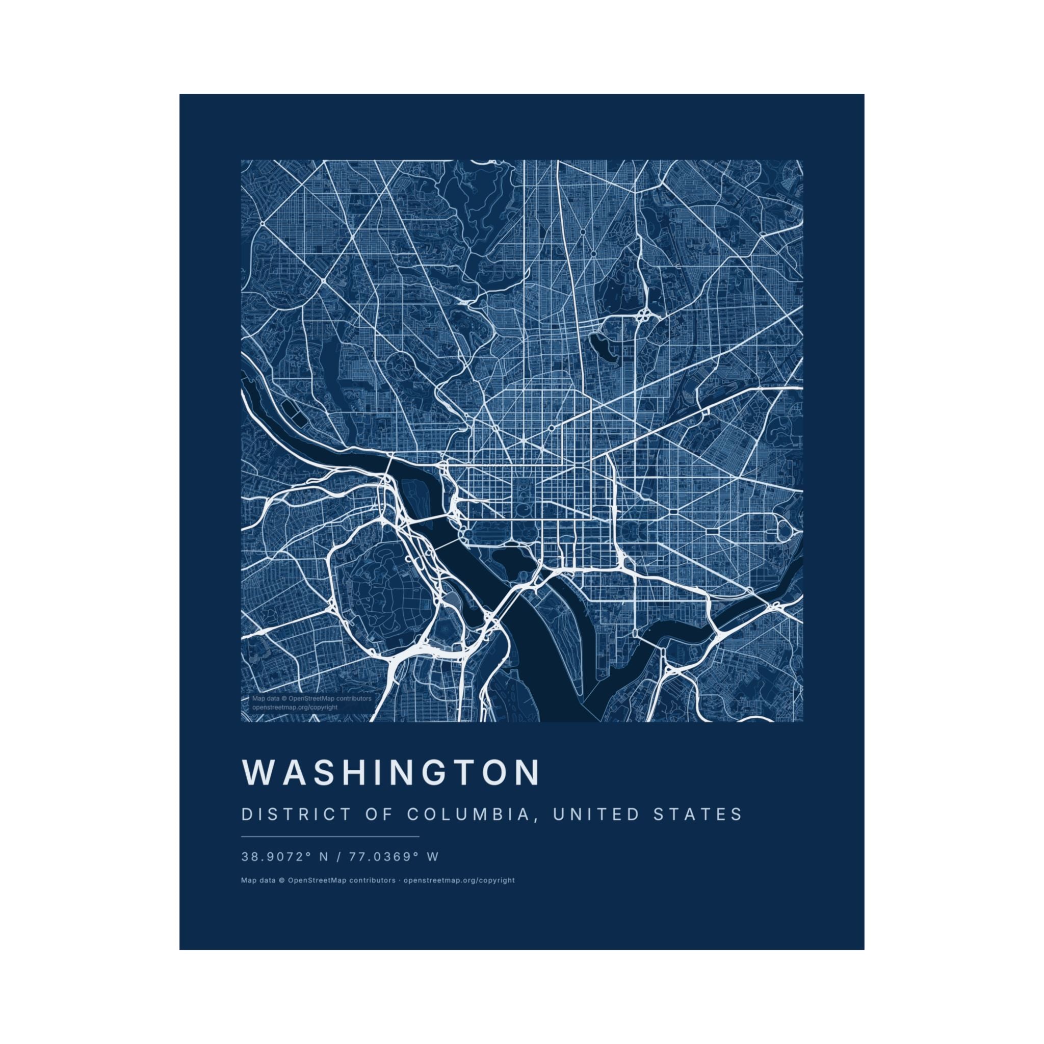 Washington, District of Columbia City Map Print — Blueprint Navy Street Map Wall Art