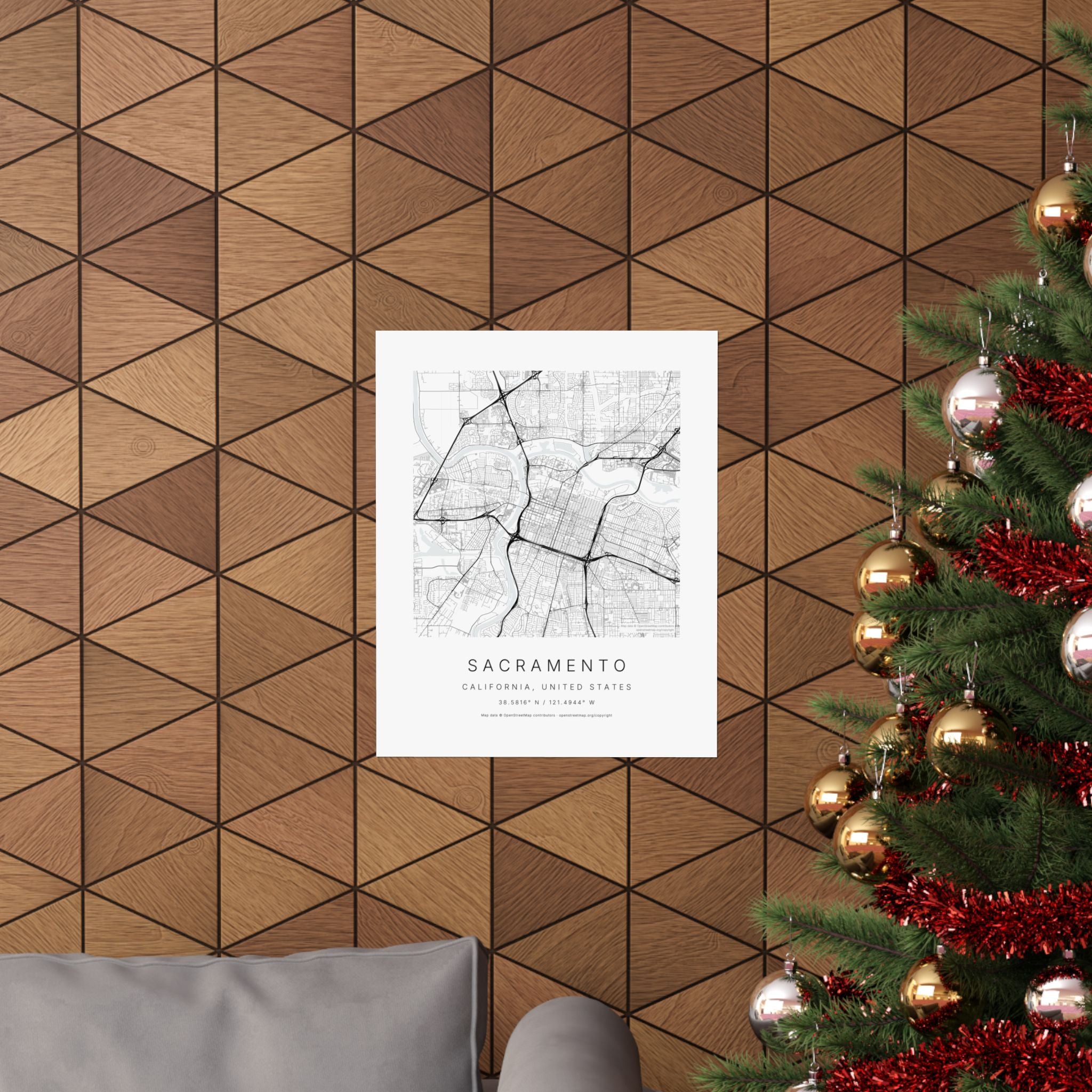 Sacramento, California City Map Print — Minimalist Street Map Wall Art