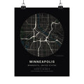 Minneapolis, Minnesota City Map Print — Noir Black Street Map Wall Art