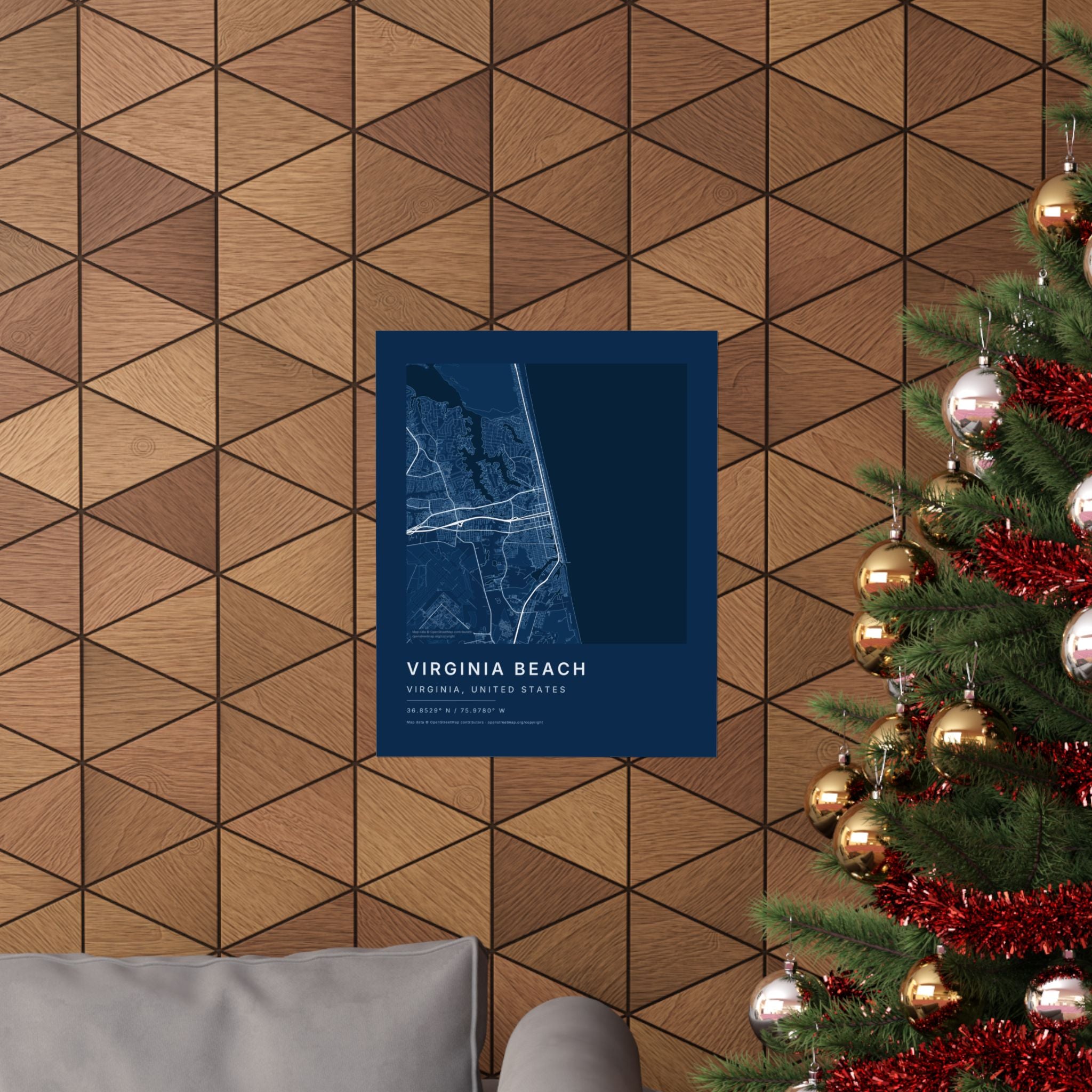 Virginia Beach, Virginia City Map Print — Blueprint Navy Street Map Wall Art