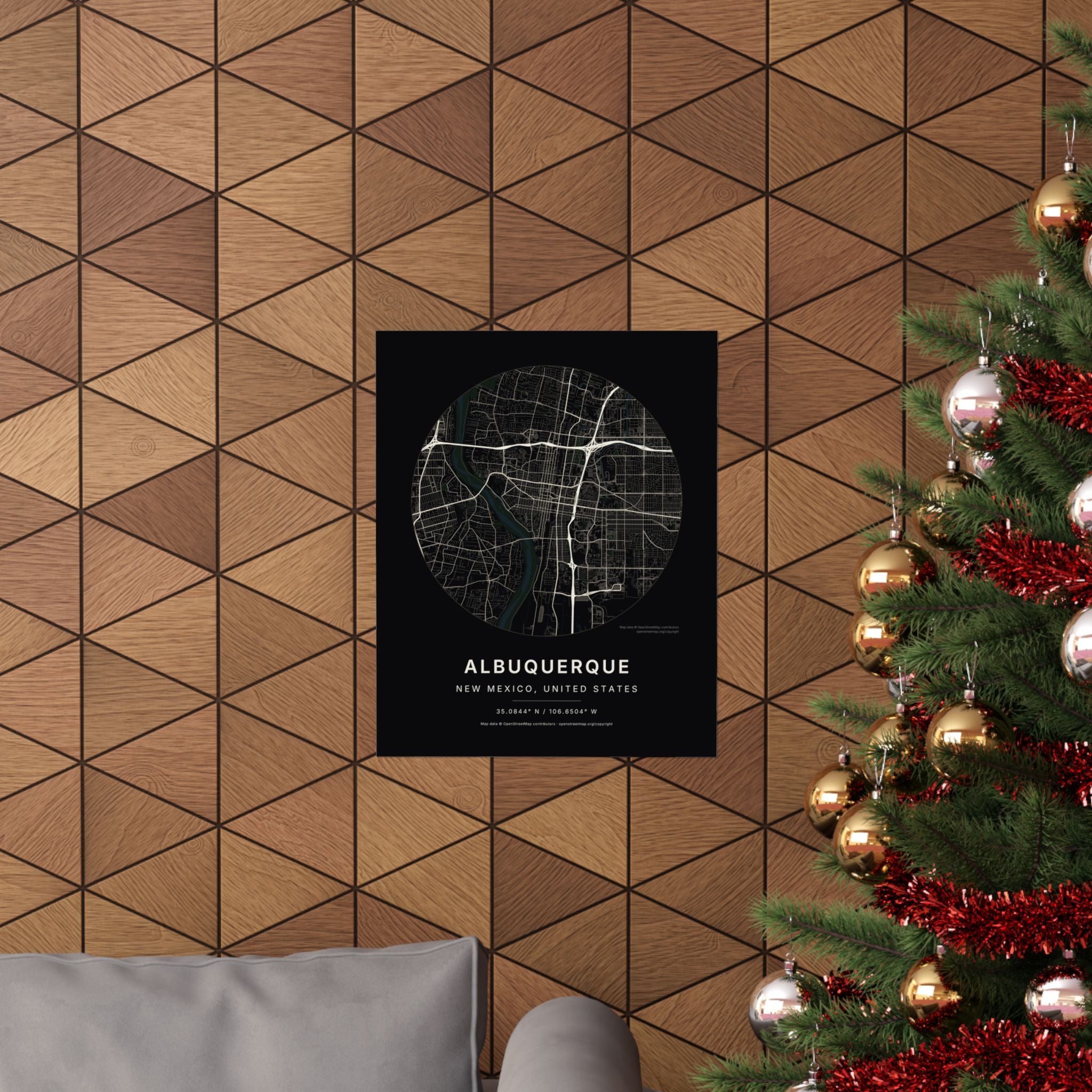 Albuquerque, New Mexico City Map Print — Noir Black Street Map Wall Art