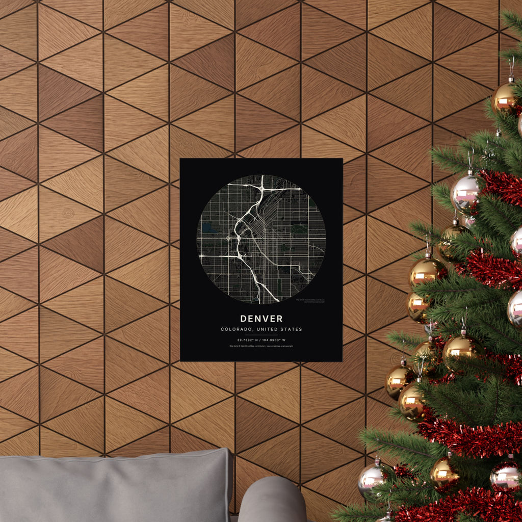 Denver, Colorado City Map Print — Noir Black Street Map Wall Art