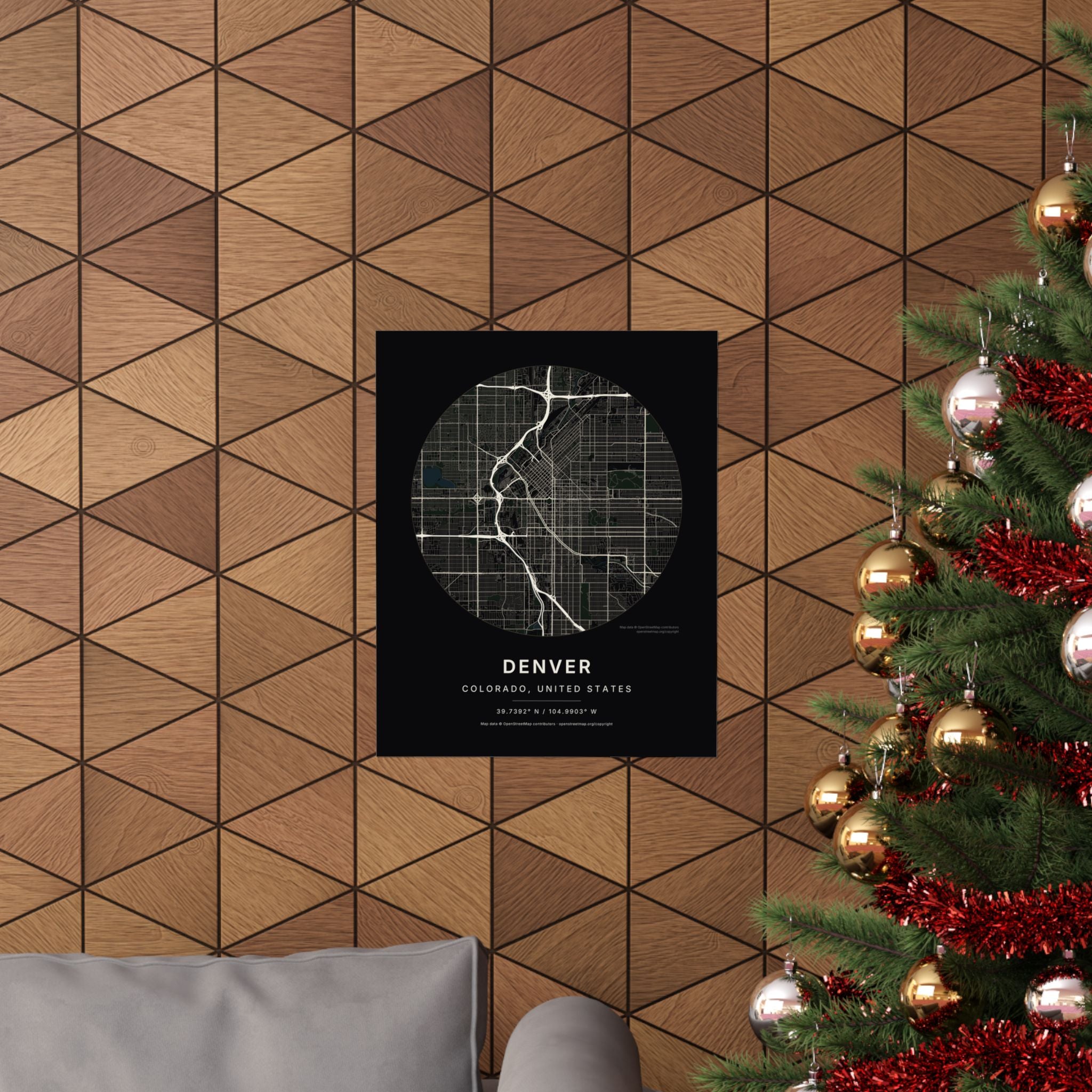 Denver, Colorado City Map Print — Noir Black Street Map Wall Art
