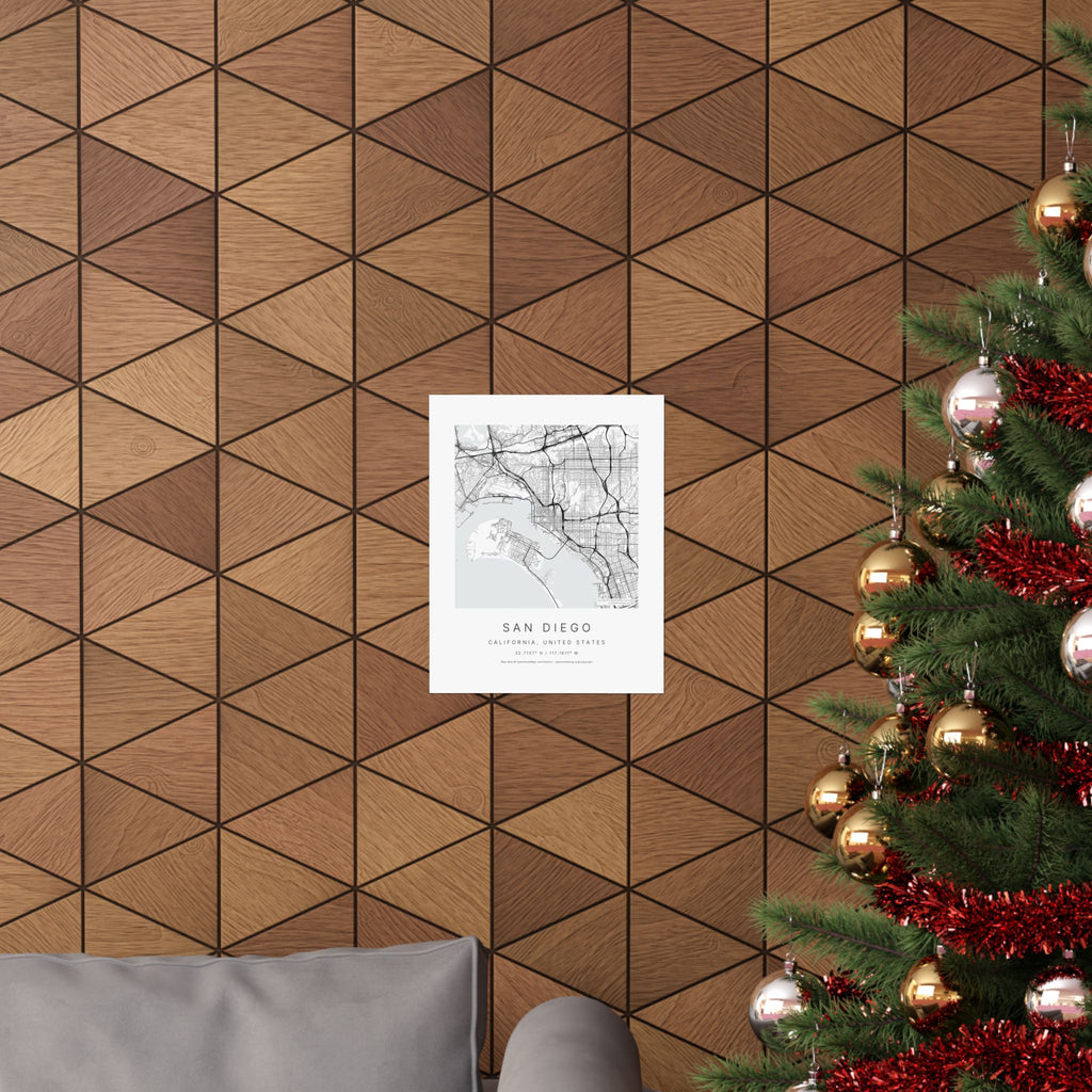 San Diego, California City Map Print — Minimalist Street Map Wall Art