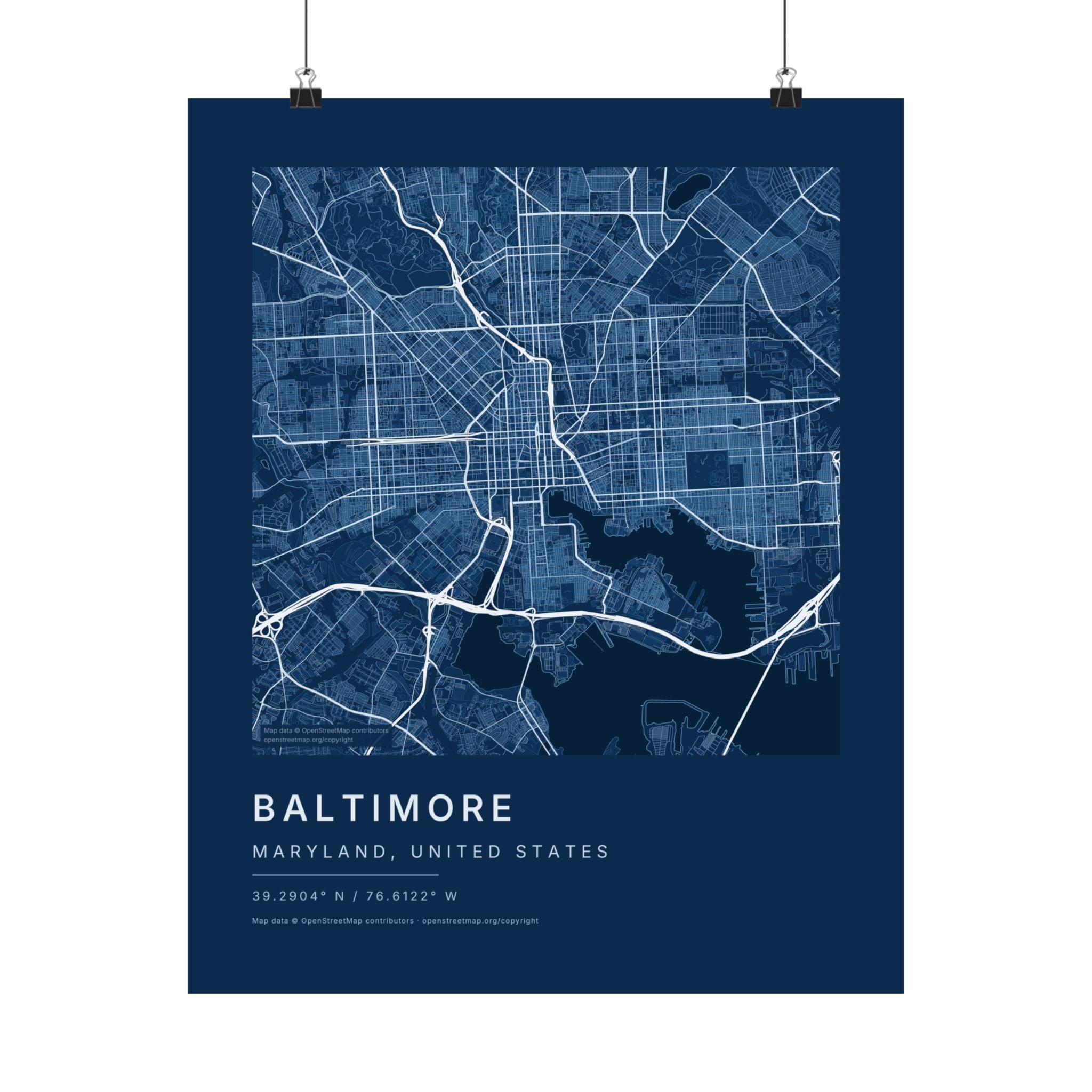 Baltimore, Maryland City Map Print — Blueprint Navy Street Map Wall Art