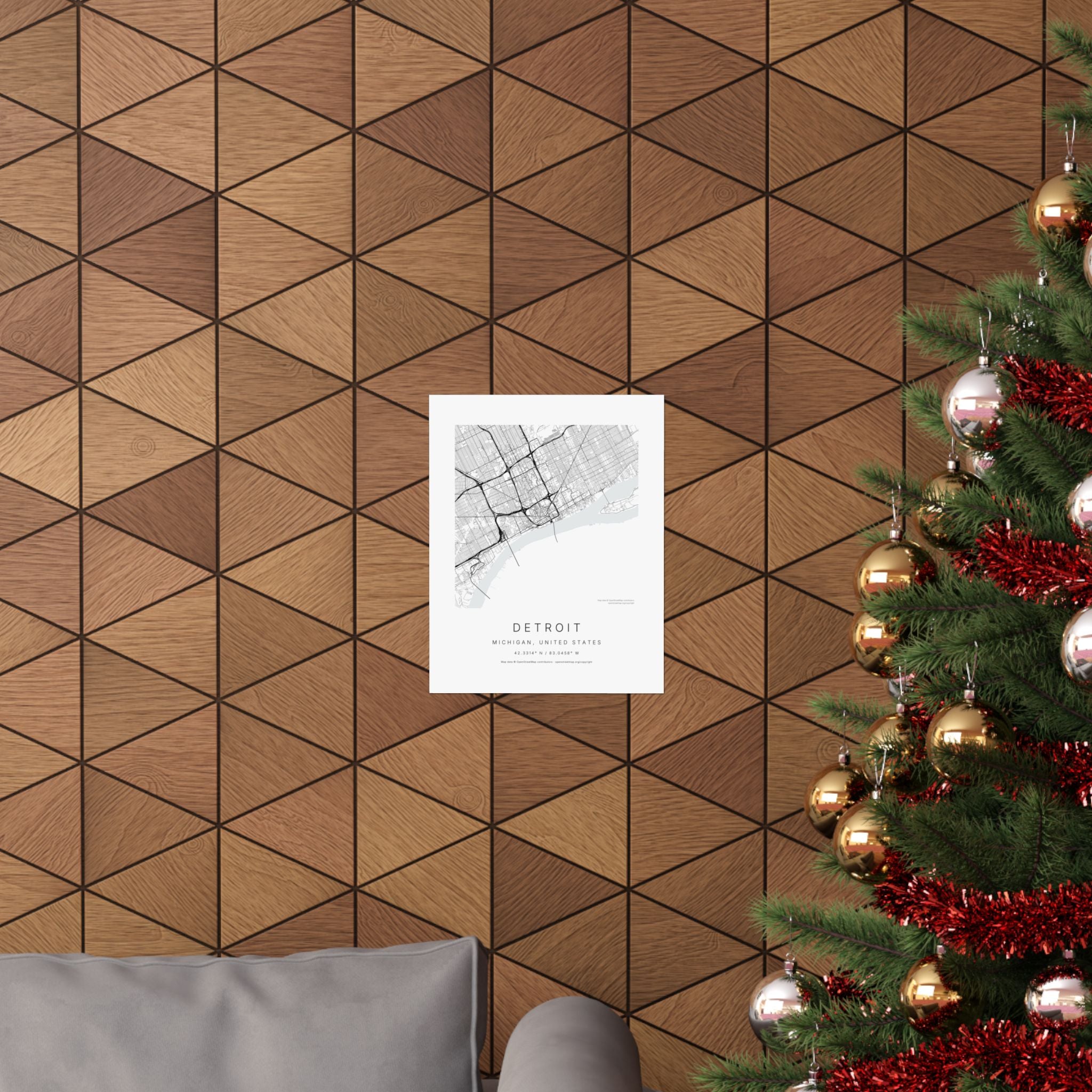 Detroit, Michigan City Map Print — Minimalist Street Map Wall Art