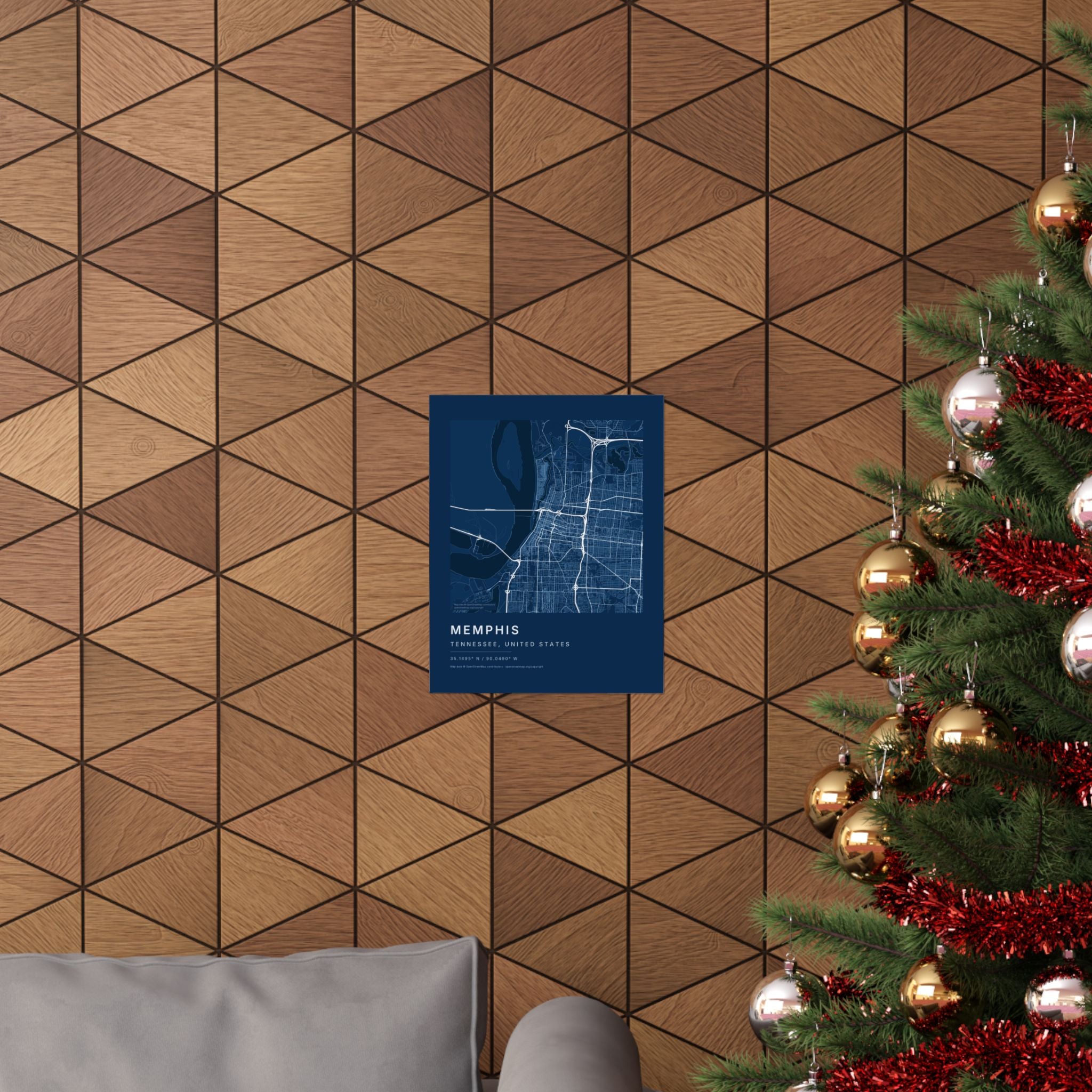 Memphis, Tennessee City Map Print — Blueprint Navy Street Map Wall Art