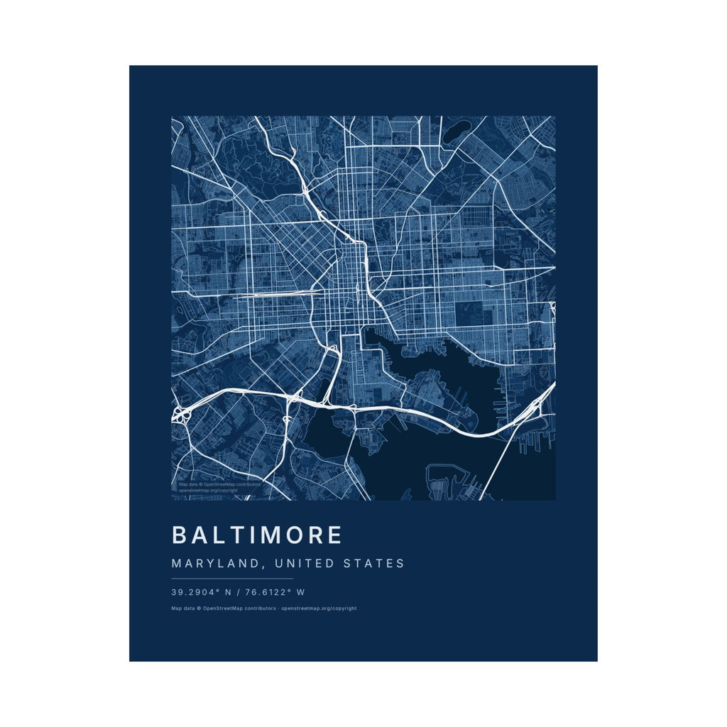 Baltimore, Maryland City Map Print — Blueprint Navy Street Map Wall Art