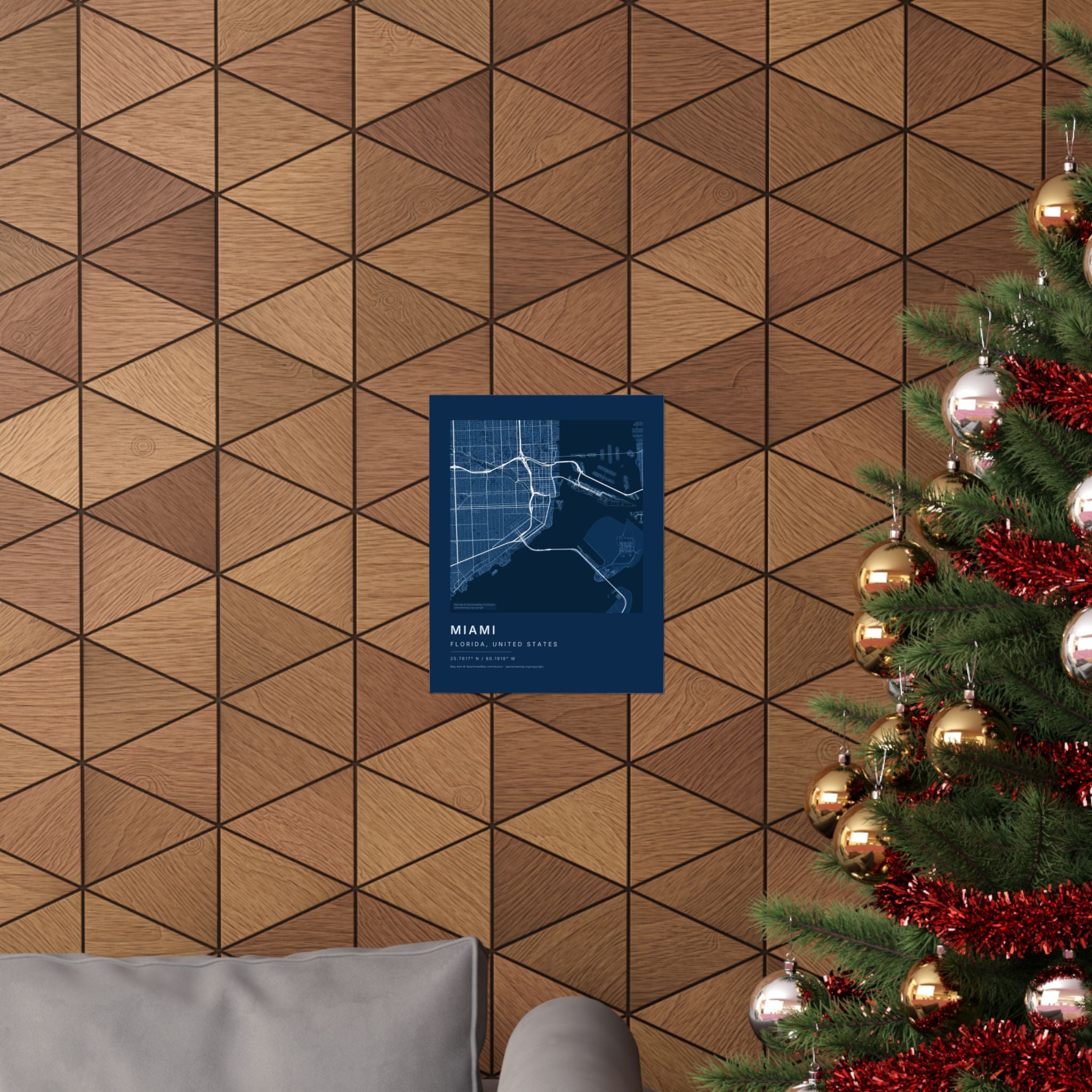 Miami, Florida City Map Print — Blueprint Navy Street Map Wall Art