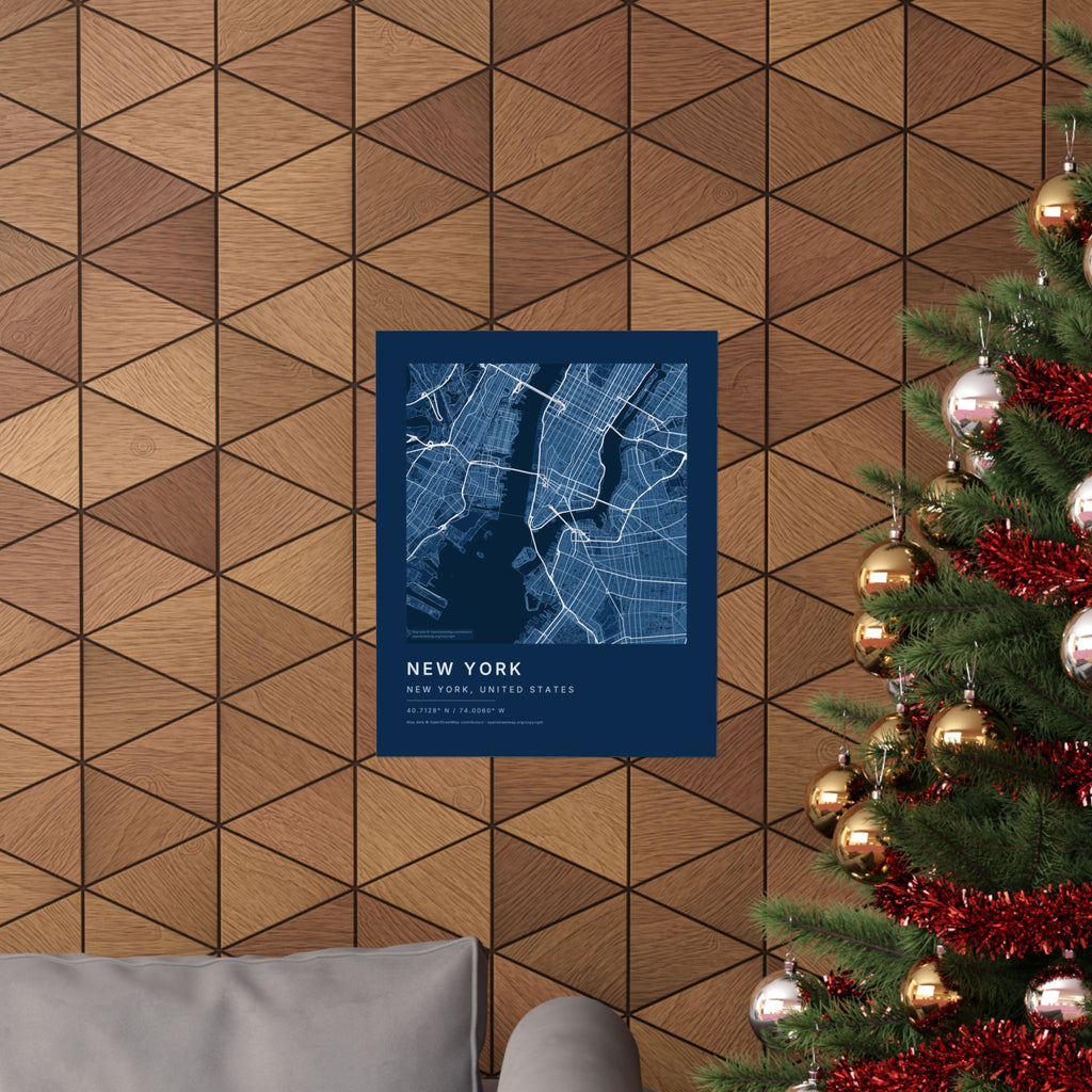 New York, New York City Map Print — Blueprint Navy Street Map Wall Art