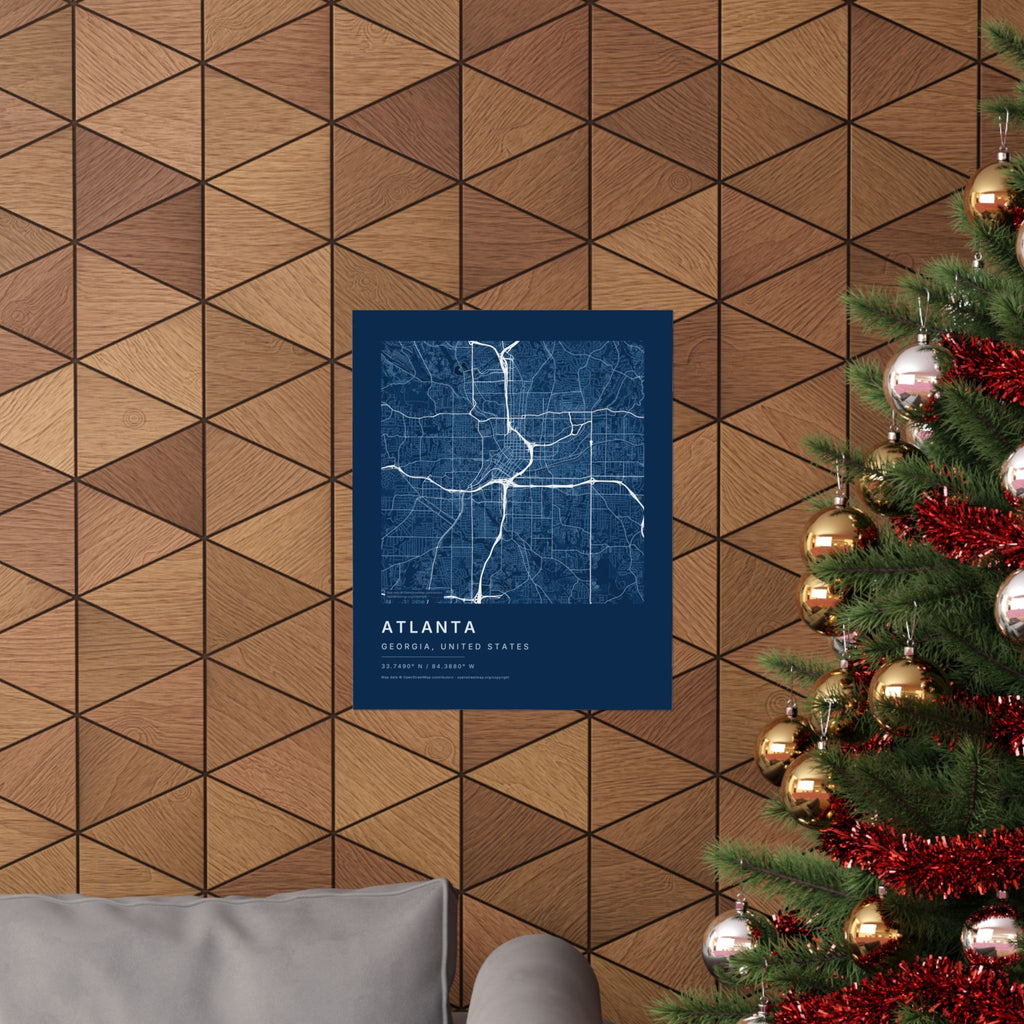 Atlanta, Georgia City Map Print — Blueprint Navy Street Map Wall Art