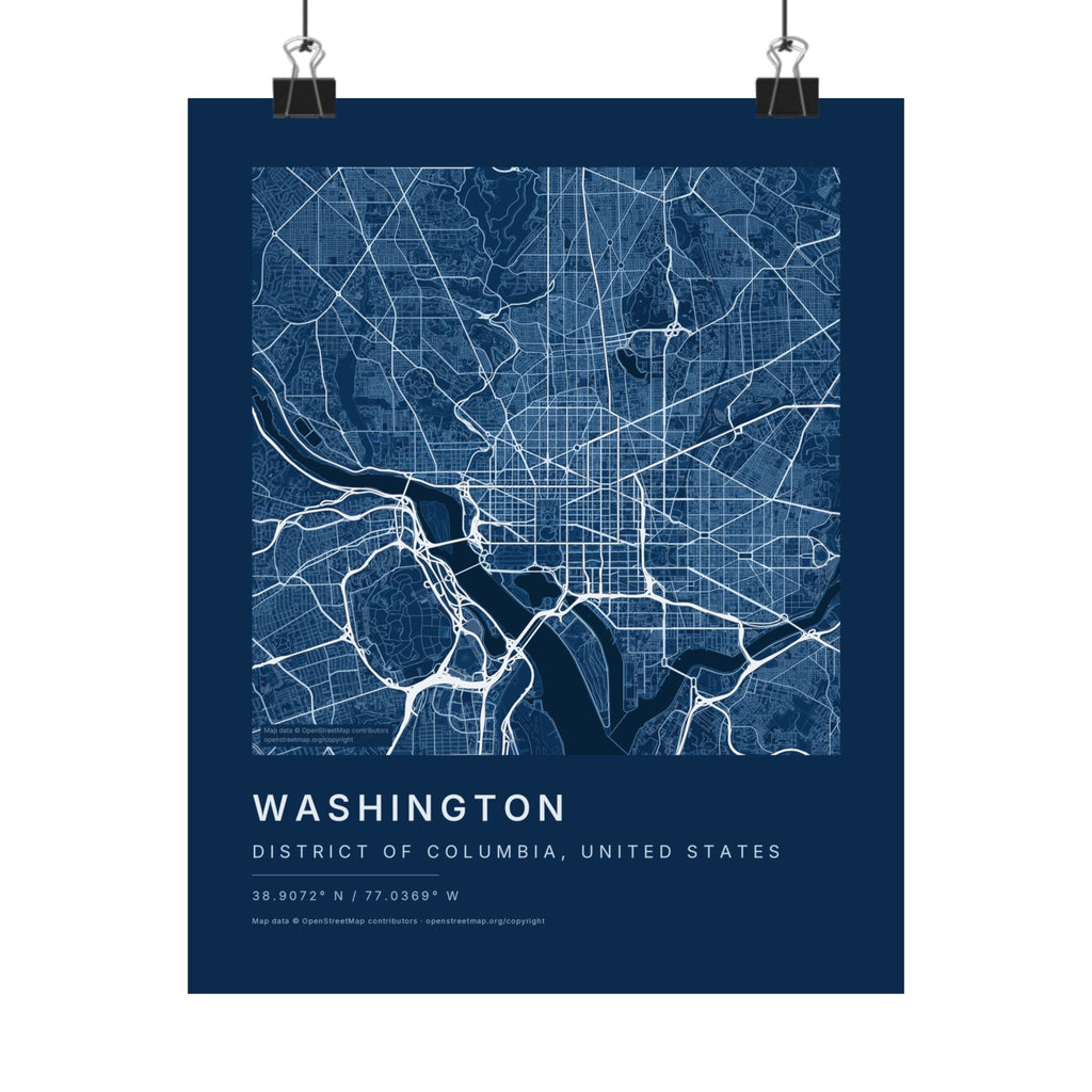 Washington, District of Columbia City Map Print — Blueprint Navy Street Map Wall Art