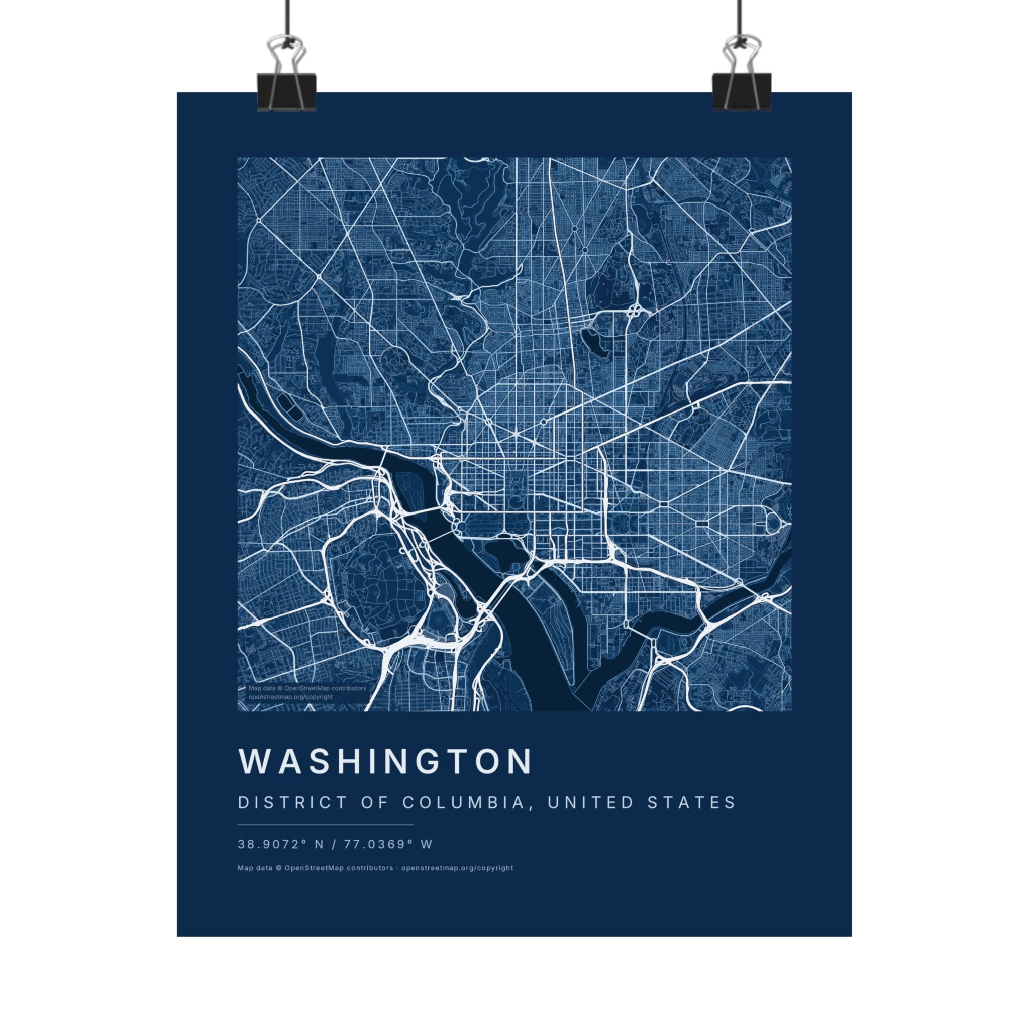 Washington, District of Columbia City Map Print — Blueprint Navy Street Map Wall Art