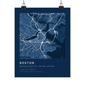 Boston, Massachusetts City Map Print — Blueprint Navy Street Map Wall Art