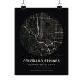 Colorado Springs, Colorado City Map Print — Noir Black Street Map Wall Art
