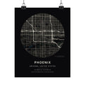 Phoenix, Arizona City Map Print — Noir Black Street Map Wall Art