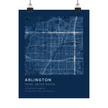 Arlington, Texas City Map Print — Blueprint Navy Street Map Wall Art