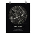 San Jose, California City Map Print — Noir Black Street Map Wall Art
