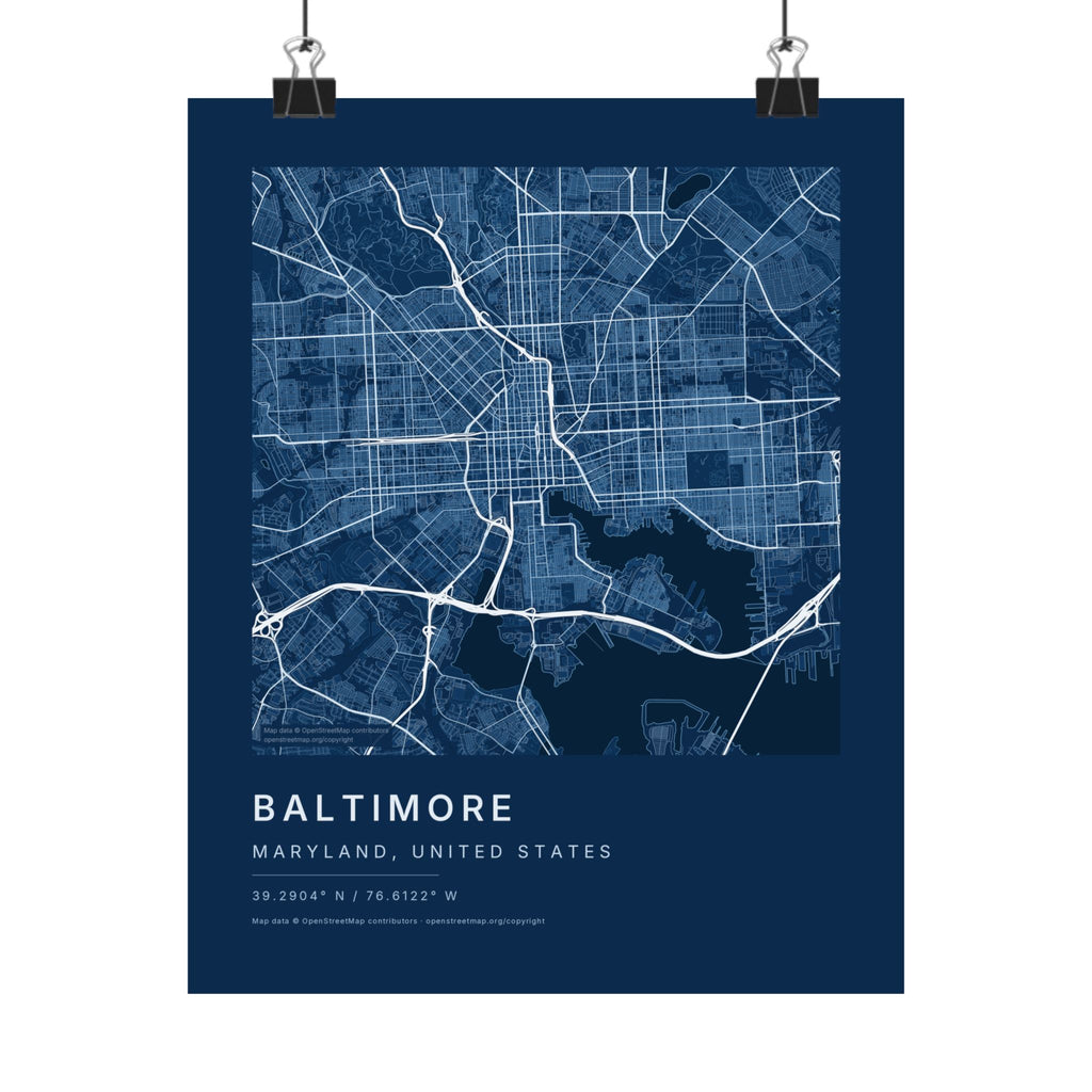 Baltimore, Maryland City Map Print — Blueprint Navy Street Map Wall Art