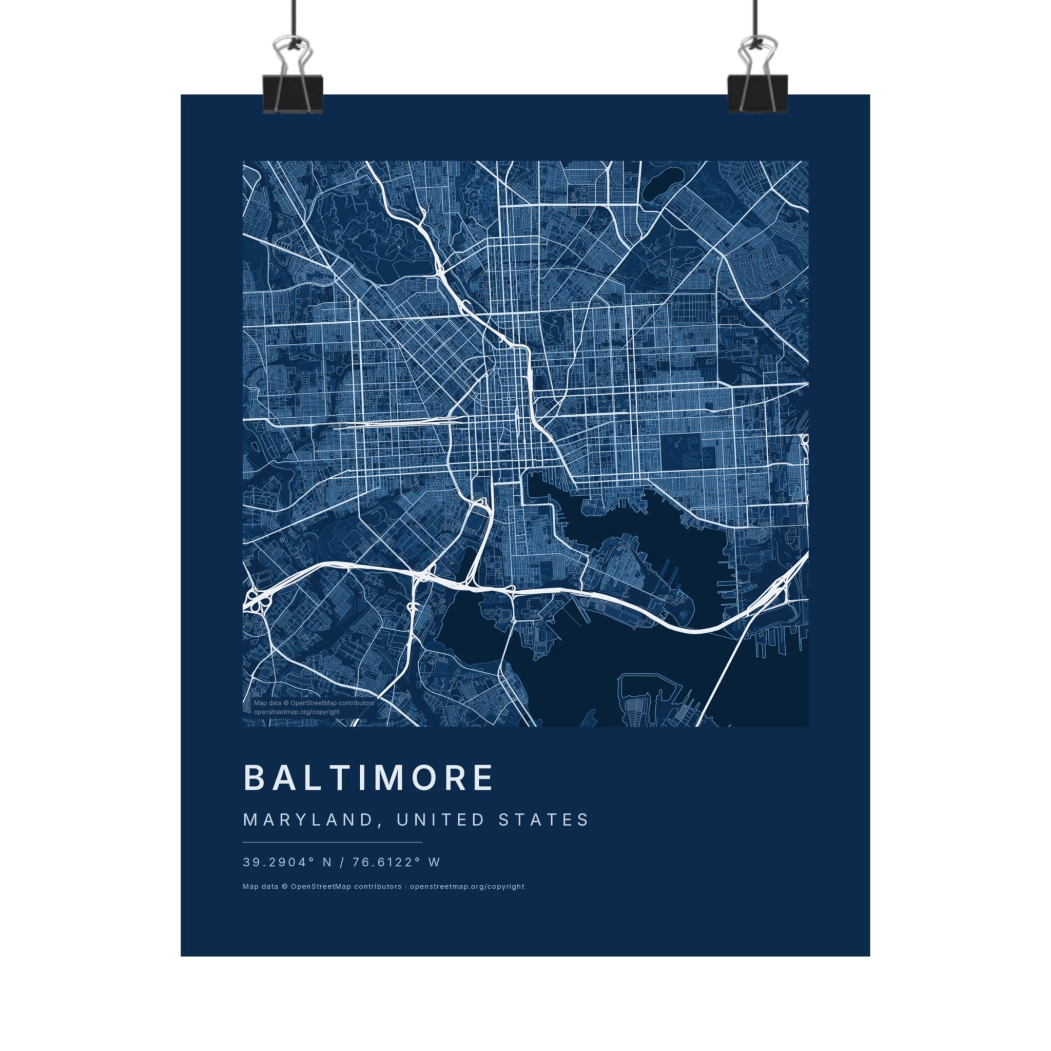 Baltimore, Maryland City Map Print — Blueprint Navy Street Map Wall Art