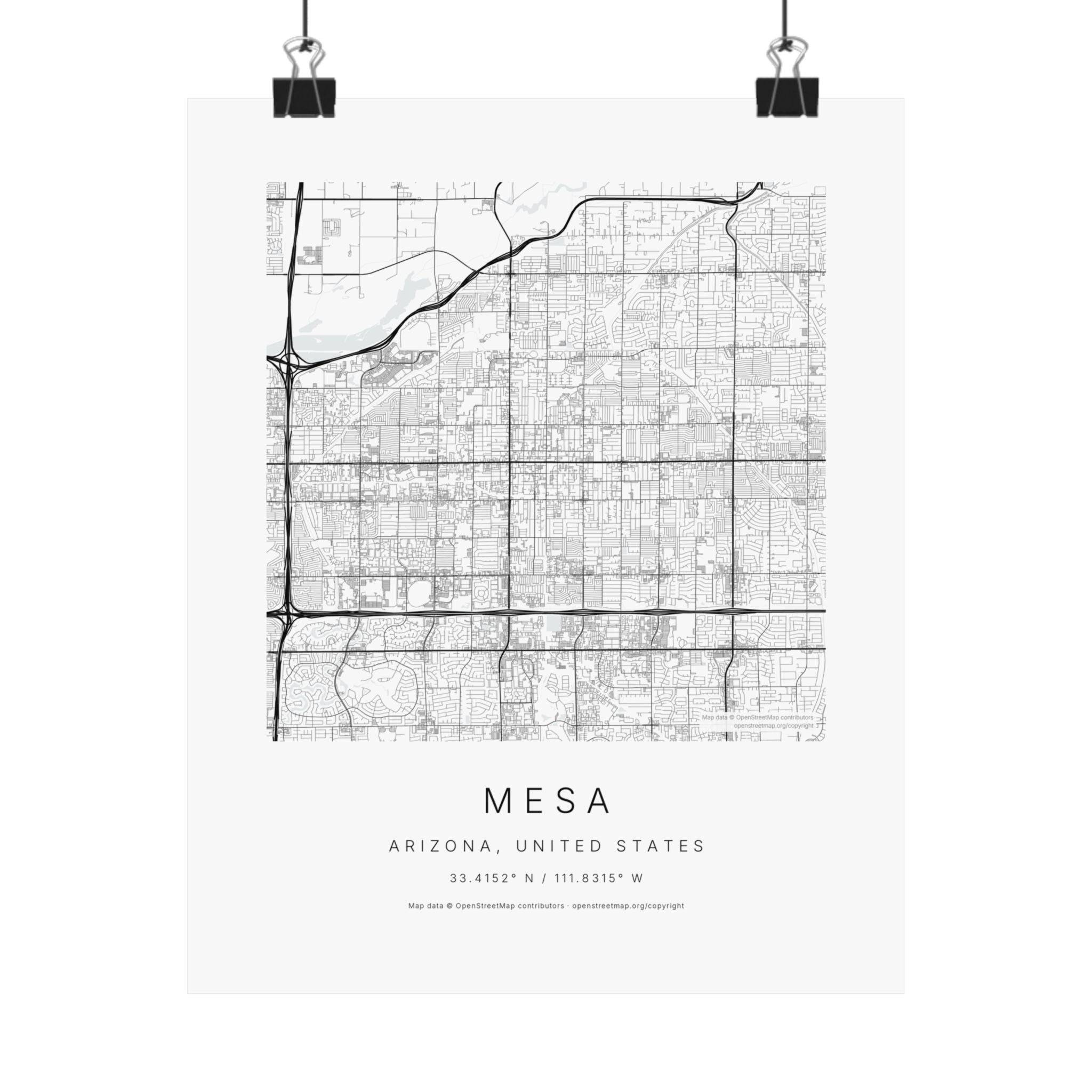 Mesa, Arizona City Map Print — Minimalist Street Map Wall Art