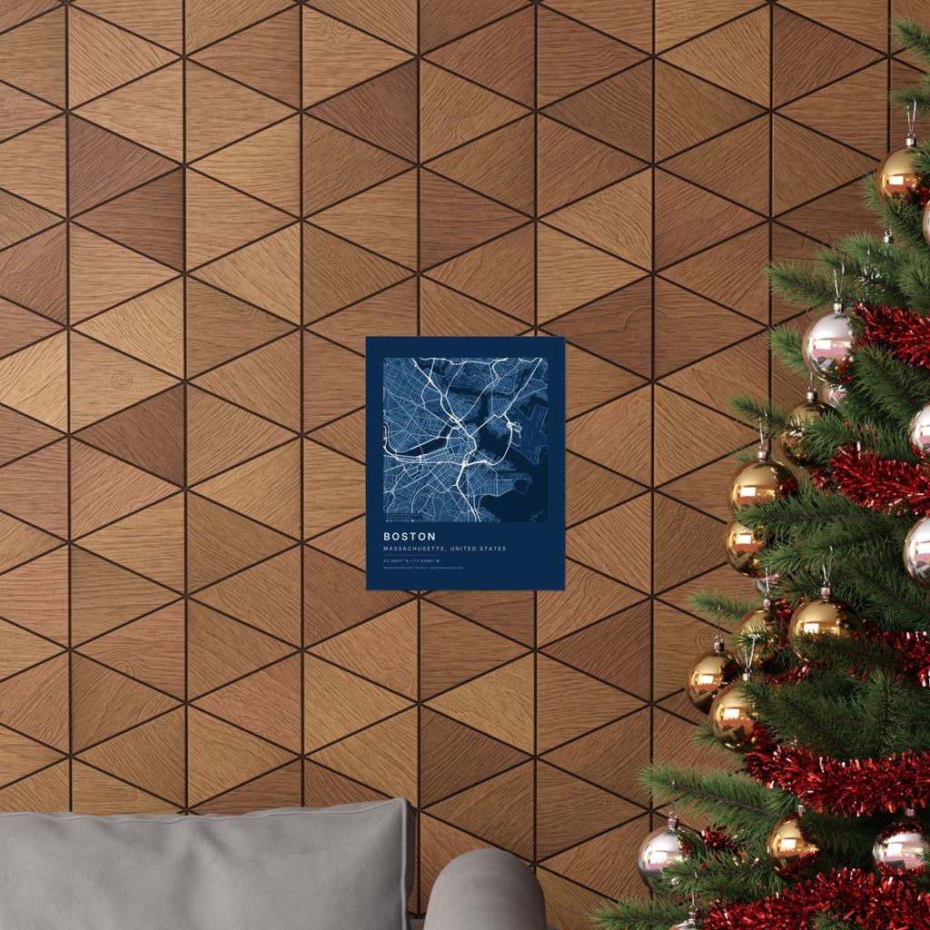 Boston, Massachusetts City Map Print — Blueprint Navy Street Map Wall Art