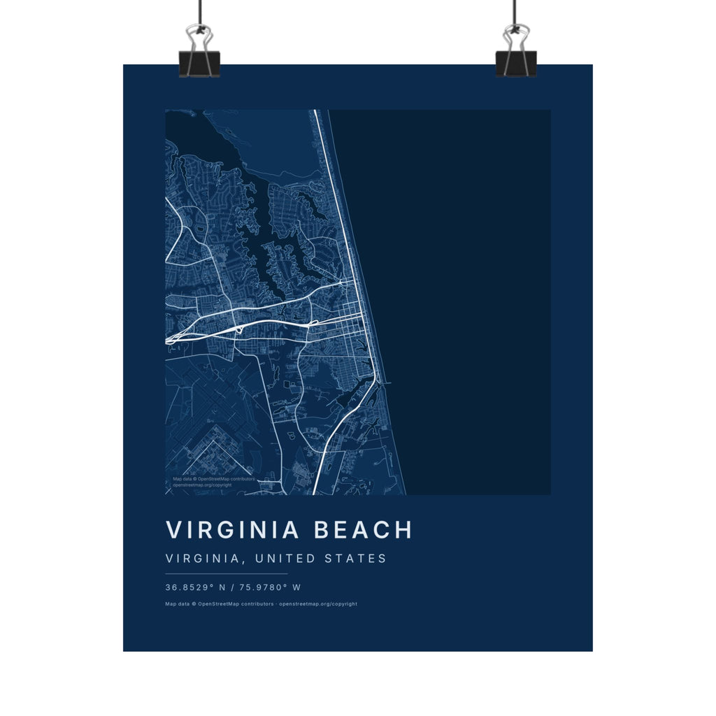Virginia Beach, Virginia City Map Print — Blueprint Navy Street Map Wall Art