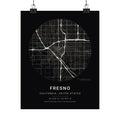 Fresno, California City Map Print — Noir Black Street Map Wall Art
