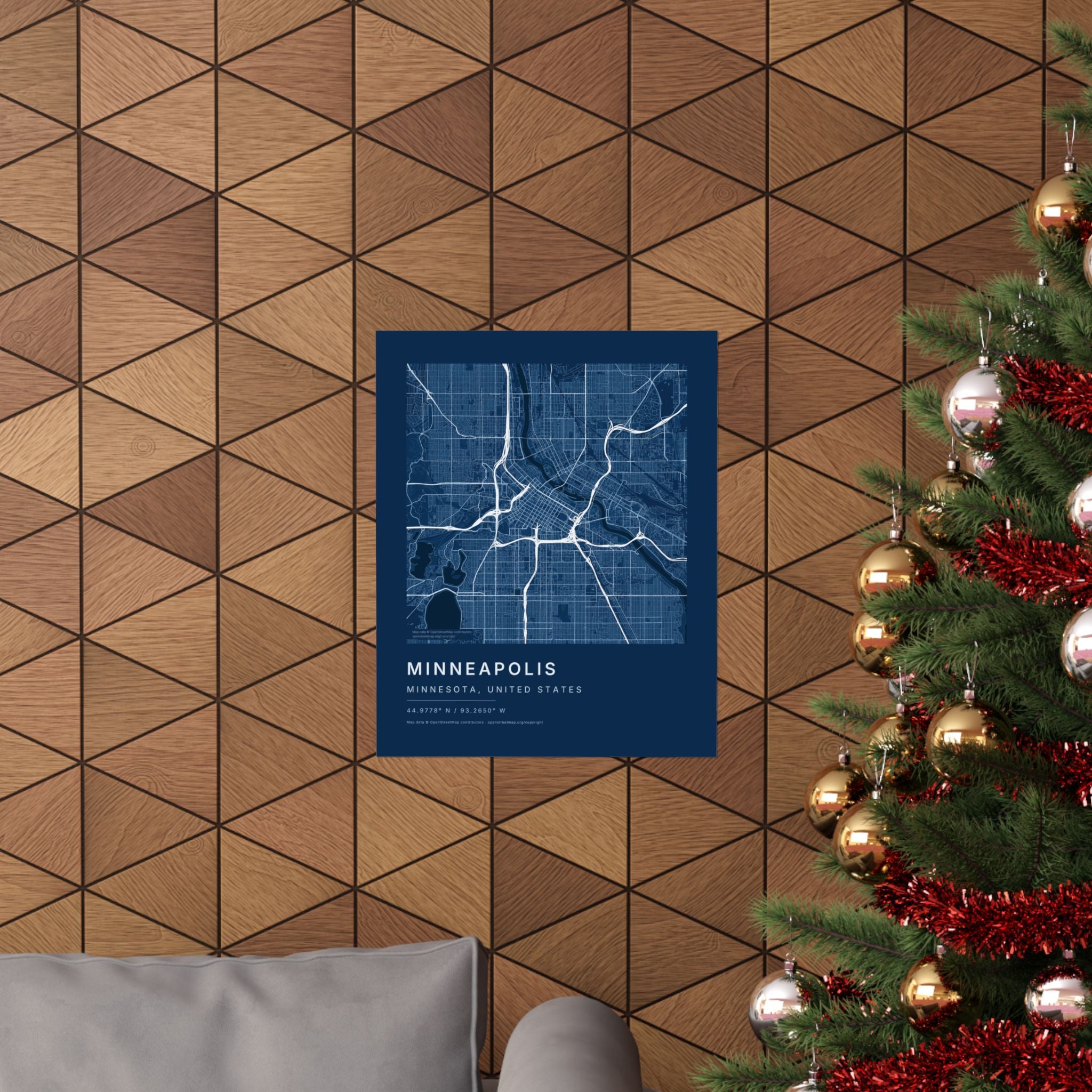 Minneapolis, Minnesota City Map Print — Blueprint Navy Street Map Wall Art