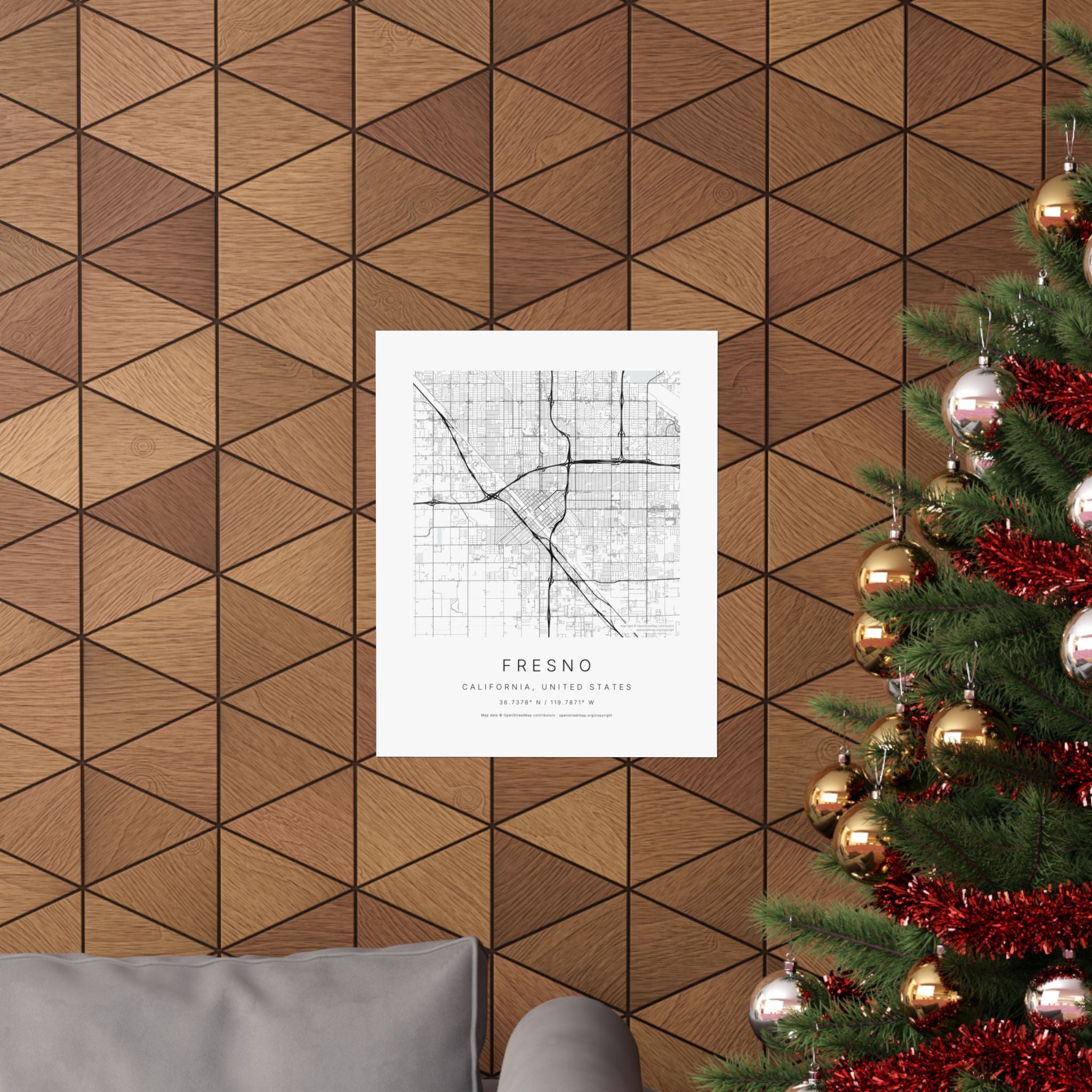 Fresno, California City Map Print — Minimalist Street Map Wall Art